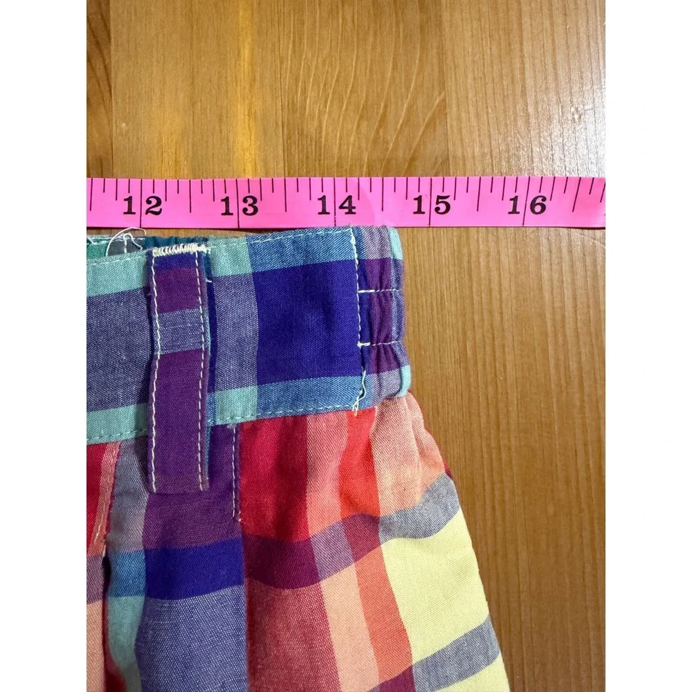 Vintage 80's Lizsport Plaid Shorts Women's 14 Multicolor Cotton Pleated Bermuda